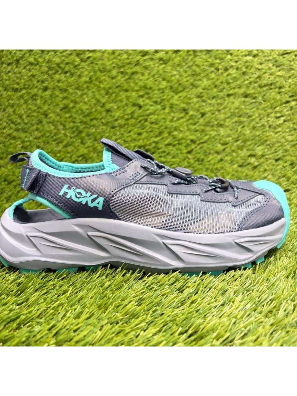 Hoka One One Hopara 2 Boys Size 6Y Blue Slate Gray Athletic Sport Hiking Sandals